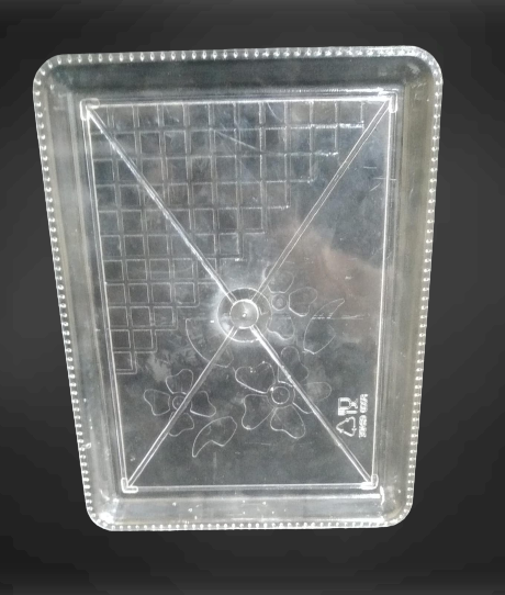 صينية بلاستيكية مستطيلة صغيرة يمكن التخلص منها بتصميم ماسي شفاف