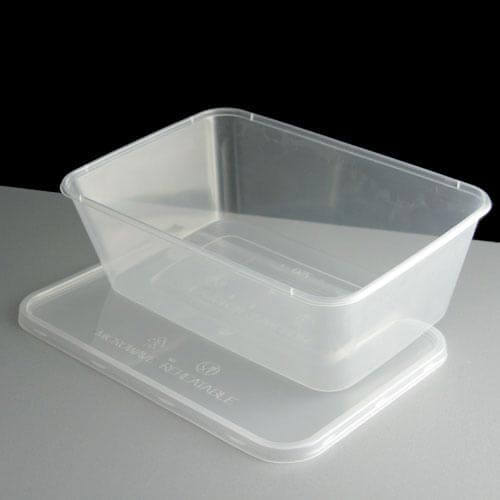 Microwavable Clear Plastic Rectangular Container with Clear Lid 33 oz